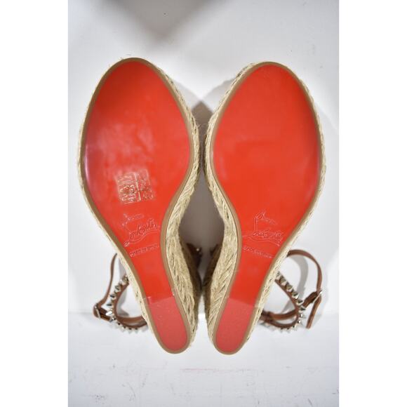Christian Louboutin Mafaldina Zeppa 120 Brown Platform Wedge Sandal Heel Pump 39 - Picture 12 of 12